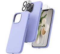 OIIAEE [5-in-1 Designed for iPhone 13 Pro Max Case 6.7 ", with 2 x Screen Protector & 2 x Camera Protector, Soft Liquid Silicone Gel Rubber Slim Shockproof Cover with Microfiber Lining, Clove Purple