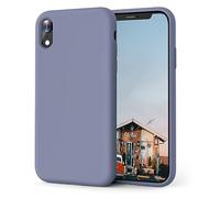 OIIAEE Silicone Case Compatible with iPhone XR Case 6.1 Inch, Soft Ultra Slim Protective Shockproof Liquid Silicone Phone Case with Anti-Scratch Microfiber Lining,Lavender Gray