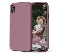 OIIAEE Silicone Case Compatible with iPhone XR Case 6.1 Inch, Soft Ultra Slim Protective Shockproof Liquid Silicone Phone Case with Anti-Scratch Microfiber Lining,Grape Purple