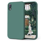 OIIAEE Silicone Case Compatible with iPhone XR Case 6.1 Inch, Soft Ultra Slim Protective Shockproof Liquid Silicone Phone Case with Anti-Scratch Microfiber Lining,Pine Green