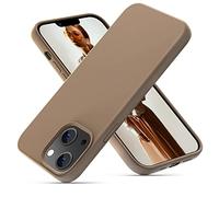 OIIAEE Silicone Case Designed for iPhone 13 Case, Ultra Slim Shockproof Protective Liquid Silicone Phone Case with Soft Anti-Scratch Microfiber Lining, 6.1 inch.Light Brown