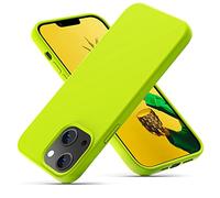 OIIAEE Silicone Case Designed for iPhone 13 Case, Ultra Slim Shockproof Protective Liquid Silicone Phone Case with Soft Anti-Scratch Microfiber Lining, 6.1 inch.Fluorescent Yellow