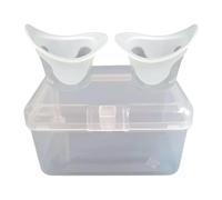 OIIBWQ Set of 2 Half Glass Eye Wash Cups with Storage Container, Eye Wash Cup and Eye Cleansing Cup for Eye Cleaning, White