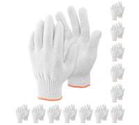 Oiieco 12 Pairs Cotton Working Gloves, Knit Safety Work Gloves for Men and Women, General Purpose Protection Hand Gloves for Construction, Gardening, Warehouse & DIY (Medium, White)