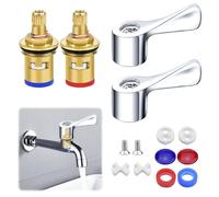 Oiieco 2 Sets Tap Cartridge Replacement, 1/2" Mixer Tap Cartridge with Metal Lever Heads,Kitchen Mixer tap valves Replacement,Universal Replacement Tap Heads for Kitchen Bathroom Faucet Sink Taps