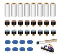 Oiieco 24PCS Pool Cue Tips Replacement Kit with Brass Ferrules, Screw-on Replacement Tips for Snooker and Pool Cues, Includes 3 Types of Cue Tips and Ferrules for Professional Repair