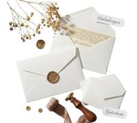 Oiieco 25 Linen Envelopes Vintage Linen Paper Envelopes Pure White Structure Envelopes, Elegant Card Envelopes for Wedding, Invitation, Greeting Cards, Birthday (16.1 x 11.2 cm)