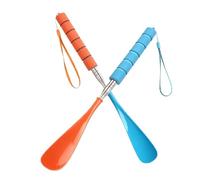 Oiieco 2Pcs Extendable Long Shoe Horn, Shoe Horn Long Handled With with Lanyard, Retractable Stainless Steel, Shoe Horns For Men, Women & Kids, kids shoe horn, 11-27 inch (Orange + Blue)