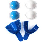 Oiieco 4 Pcs Teeth Impression Mold Kit with Quick Setting Dental Putty and Dental Impression Trays, Teeth Mould Kit, Dental Impression Silicone Putty, teeth straightening kit for Dental Restorations