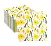 Oiieco 40 Pcs Napkins Disposable, Daffodil Floral Paper Napkins with Yellow Flowers, Spring Easter Serviettes Patterned, 33x33cm Cocktail Napkins for Birthday Wedding Party Table Decoration