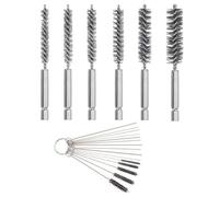 Oiieco 6 Pcs Stainless Steel Wire Bore Brushes in Different Sizes, Wire Tube Cleaning Brush Washing Tools with 1/4 Inch Hex Shank,with 15 Pcs Set of Nylon Cleaning Brushes,for Tubes Ports Bearings