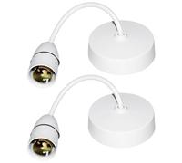 Oiieco B22 Lamp Holder - Ceiling Pendant Light Fitting, 2 PCS White Plastic Light Bulb Holder for Kitchen Island Living Room Bedroom Dinning Room Lightings