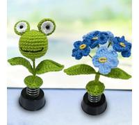 Oiieco Car Bobble Head Frog, 2Pcs Funny Dashboard Accessory Interior Shaking Heads Nodding Doll Decorations Crocheted Automobile Parts Frog Swinging Ornament for Boyfriend Men Women Birthday Christmas