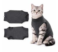 Oiieco Cat Body After Surgery S Grey, Cat Surgical Body Castration Thin Breathable Elastic Summer Leak Protection Cat Protective Suit Recovery Suit Cat Weaning Suit Post Surgical Clothing