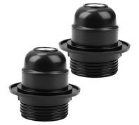 Oiieco E27 Lamp Holder Edison Screw - 2Pcs ES E27 Light Fitting Bulb Holder Table Kit with 10mm Threaded Entry, Shade Ring, Edison Retro Style Screw for Ceiling Pendant Light Fittings Parts
