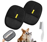 Oiieco Pack of 2 Fur Magnets, Pet Hair Remover Glove, Cat Glove, Pet Care Gloves, with Flea Comb, Antistatic Gloves, Double-Sided, for Cleaning, Hair Removal