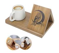 Oiieco Premium Triangle Book Holder with Cup Holder, Mini Wooden Valet Book Holder, for Bedside Table Office Desk Library or Table Decoration