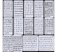 OIIKI 14pcs 1/2 Inch Letter Stencils for Painting, Small Reusable Letter Journal Stencils for Painting, Alphabet Aids for Journaling Scrapbook Canvas Wood Wall Rock- Black