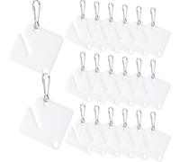 OIIKI 20pcs Slotted Key Plastic Hanging Tags, White Square Key Tags with Metal Snap Hooks, Frosted Hanging Labels Indexes Identifiers for Key Cabinets Boxes Home Office Garage