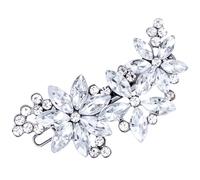 OIIKI Crystal Flower Hair Clip for Women, Sparkle Silver Bridal Hair Pin Headpiece, Elegant Rhinestone Hair Accessories for Wedding, Prom, Parties
