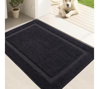 Oiilores Dirt Trapper Door Mat Indoor 50 x 80 cm, Washable Entry Rug, Inside Doormats for Entryway, Non-Slip, Low-Profile, Super Absorbent Dog Mats for Muddy Paws, Pets, Black