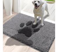 Oiilores Dirt Trapper Door Mat Indoor 50 x 80 cm, Washable Rug, Inside Doormats for Entryway, Non-Slip, Super Absorbent Dog Mats for Muddy Paws, Pets, Gray