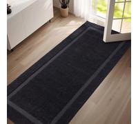 Oiilores Dirt Trapper Door Mat Indoor 80 x 178 cm, Washable Entry Rug, Inside Doormats for Entryway, Non-Slip, Low-Profile, Super Absorbent Dog Mats for Muddy Paws, Pets, Black