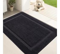 Oiilores Dirt Trapper Door Mat Indoor 85 x 150 cm, Washable Entry Rug, Inside Doormats for Entryway, Non-Slip, Low-Profile, Super Absorbent Dog Mats for Muddy Paws, Pets, Black