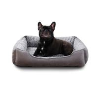 Oiilores Dog Bed Medium, Washable Pet Sofa Beds Soft Plush, Calming Anti-Anxiety Rectangle Mattress with Non-Slip Bottom, 75x55cm, Grey