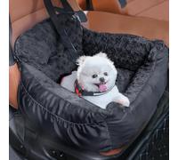 Oiilores Dog Car Seat for Small Dogs,Washable Pet Booster Seats with Clip-On Safty Leash, Comfy Deluxe Plush Carseat with Storage Pockets, Puppy Car Travel Carrier Bed for Dogs Under 25 lbs, Black