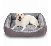 Oiilores Extra Large Dog Sofa Bed Washable, Soft Plush Calming Beds with Non-Slip Bottom - Anti-Anxiety Rectangle Mat for Giant Dogs (105 x 85 cm, Grey)