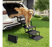 Oiilores Foldable Dog Stairs for Large Dogs - Extra Wide Pet Ramp for Cars, SUV, Truck & High Beds, Non-Slip Surface, Supports Up to 250 Lbs, 5 Steps