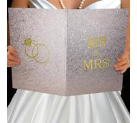 OIIVPOK Large Wedding Card, MR and MRS Bridal Shower Card, Engagement Congratulations Cards, Wedding Guest Book for Decorations (Pink)