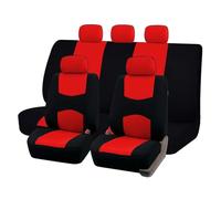 OIJJSNX Car Seat Covers Plain Fabric Bicolor Stylish Car Seat Covers Universal Polyester Seat Cover Set Fit Most SUVs, Vans Seat Protector(Red Set)