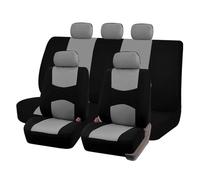 OIJJSNX Car Seat Covers Plain Fabric Bicolor Stylish Car Seat Covers Universal Polyester Seat Cover Set Fit Most SUVs, Vans Seat Protector(Gray Set)