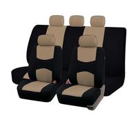 OIJJSNX Car Seat Covers Plain Fabric Bicolor Stylish Car Seat Covers Universal Polyester Seat Cover Set Fit Most SUVs, Vans Seat Protector(Beige Set)