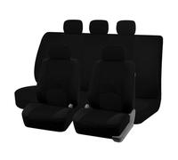 OIJJSNX Car Seat Covers Plain Fabric Bicolor Stylish Car Seat Covers Universal Polyester Seat Cover Set Fit Most SUVs, Vans Seat Protector(Black Set)