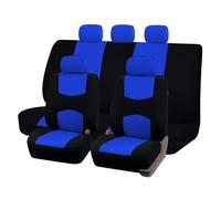 OIJJSNX Car Seat Covers Plain Fabric Bicolor Stylish Car Seat Covers Universal Polyester Seat Cover Set Fit Most SUVs, Vans Seat Protector(Blue Set)
