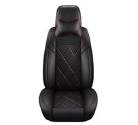 OIJJSNX Car Seat Covers PU Leather Car Seat Covers With 2 Headrests Soft Sponge Core 3D Stitching, Comfortable And Breathable Suitable(Black red line)