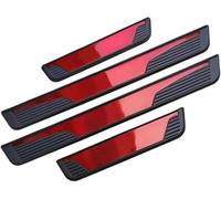OIJNMHYB Car Door Sill Protector for Toyota Aygo X 2021-2025, Scuff Guard Plate Kick Plates Stainless Steel Welcome Pedal Guard Threshold Cover Accessories,B/Red