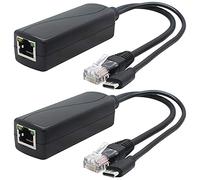 Oikabio 2-Pack 5V Gigabit PoE Splitter, USB Type C, 48V to 5V 2.4A Adaper, IEEE 802.3Af Compliant