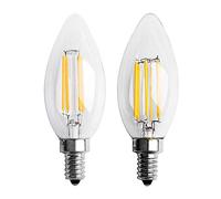 Oikabio 2Pcs Dimmable E12 COB Candle Flame Filament LED Light Bulb Lamp 10X3.5Cm - 4W & 6W