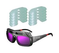 Oikabio Automatic Darkening Welding Glasses View Anti-Scratch Plasma Cutting Welding Glasses with 10 Pieces Lenses