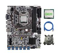 Oikabio B75 12 Card BTC Mining Motherboard+G620 CPU+Cooling Fan+RJ45 Network Cable 12XUSB3.0(PCIE) Slot LGA1155 DDR3 RAM MSATA