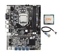 Oikabio B75 8 Card BTC Mining Motherboard+Random CPU+Metal Button Switch Cable (1M) 8XUSB3.0(PCIE 1X) LGA1155 DDR3 RAM MSATA