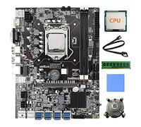 Oikabio B75 8 Card GPU Mining Motherboard+CPU+Fan+4G DDR3 RAM+Thermal Pad+SATA Cable 8X USB3.0(PCIE) Slot LGA1155 DDR3 SATA3.0