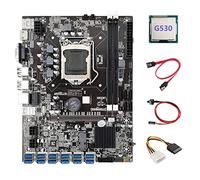 Oikabio B75 ETH Motherboard 12 PCIE to USB3.0+G530 CPU+4PIN IDE to SATA Cable+SATA Cable+Switch Cable LGA1155 Motherboard