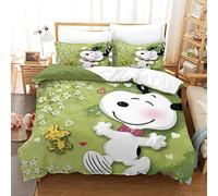 Oikabio Snoopy 3D Duvet Cover Cartoon Printed Bedding Set Microfiber Duvet Cover Set with Zipper Closure Bedding Set Duvet Cover Set 3-piece Modern Style for Girls, Boys And Teenagers King（220x240cm）