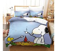 Oikabio Snoopy 3D Duvet Cover Cartoon Printed Bedding Set Microfiber Duvet Cover Set with Zipper Closure Bedding Set Duvet Cover Set 3-piece Modern Style for Girls, Boys And Teenagers King(220x240cm)
