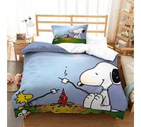 Oikabio Snoopy Down Quilt Cover 3D Printed Bedding Cartoon Quilt Cover with Zipper Closure for Children And Adolescents Soft Microfiber Pillow Case Single（135x200cm）
